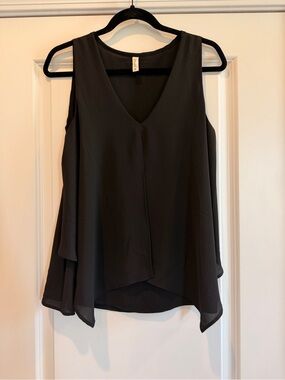 Tyche Black V-Neck Layered Chiffon Camisole